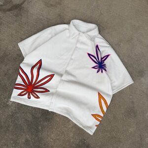 Custom 1 of 1 Shane Kastl Heavyweight White Fleece Button Up Shirt Embroidered